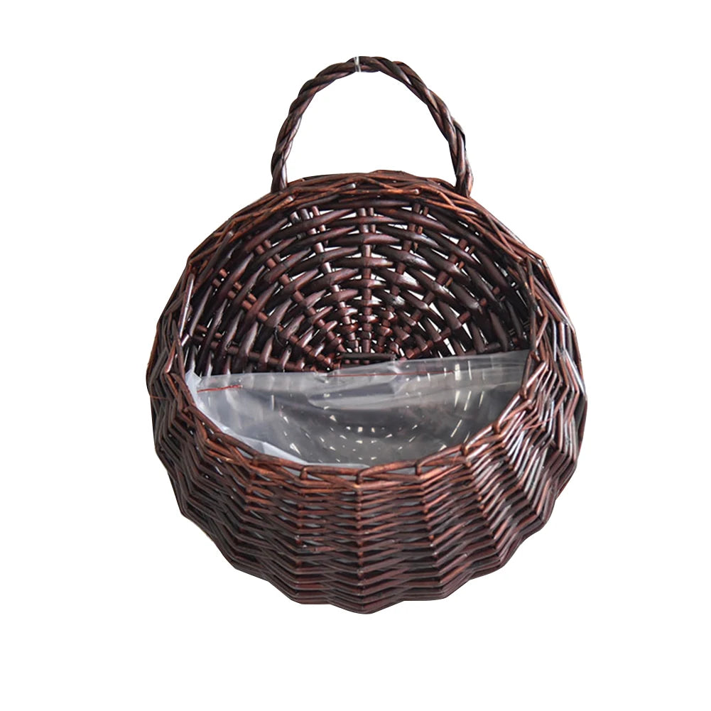 Wall Mounted Rattan Basket Hanging Planter
