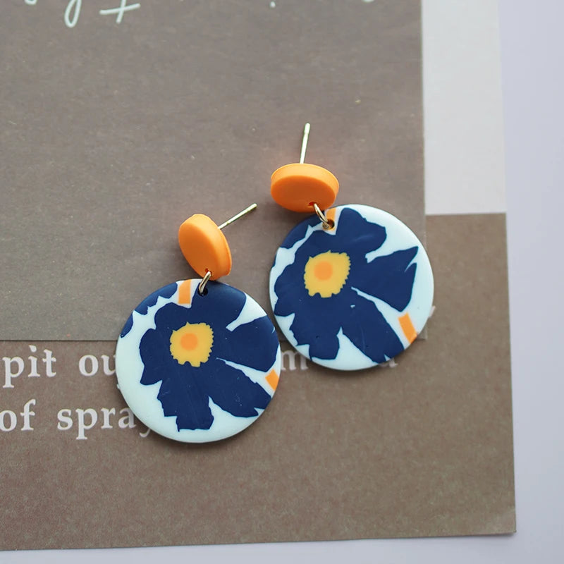 Flower Abstract Art Deco Pattern Earrings