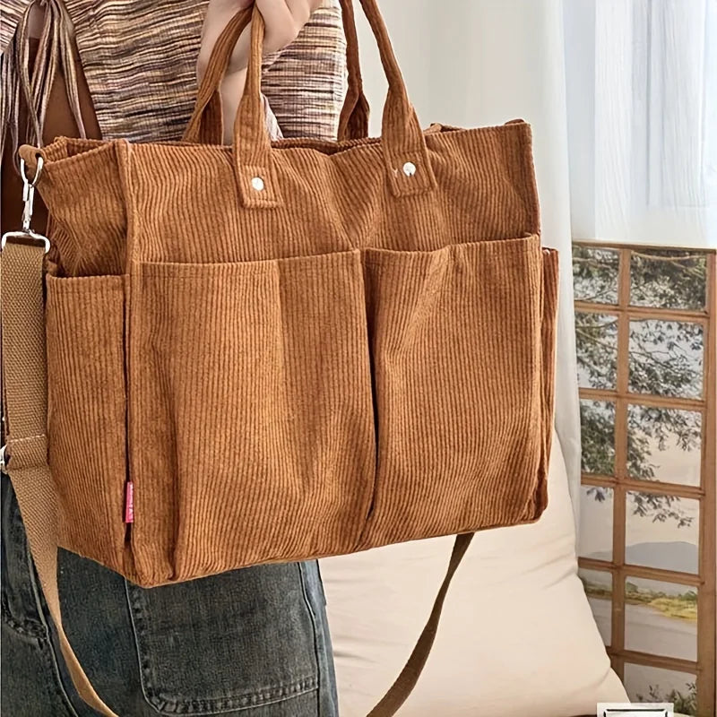 Women’s Corduroy Crossbody Tote Bag