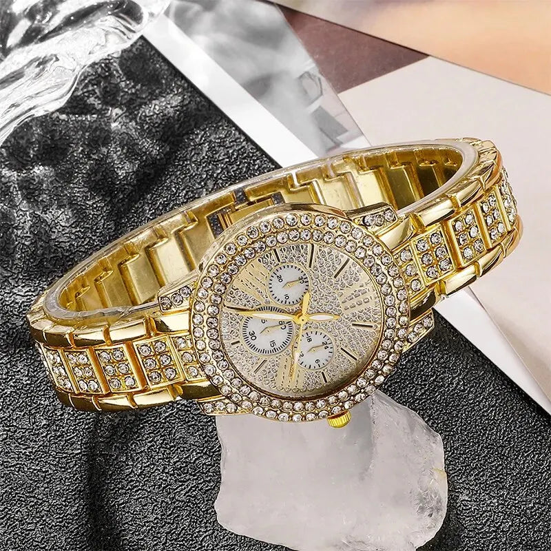 Women’s Rhinestone Quartz Watch Jewelry Set