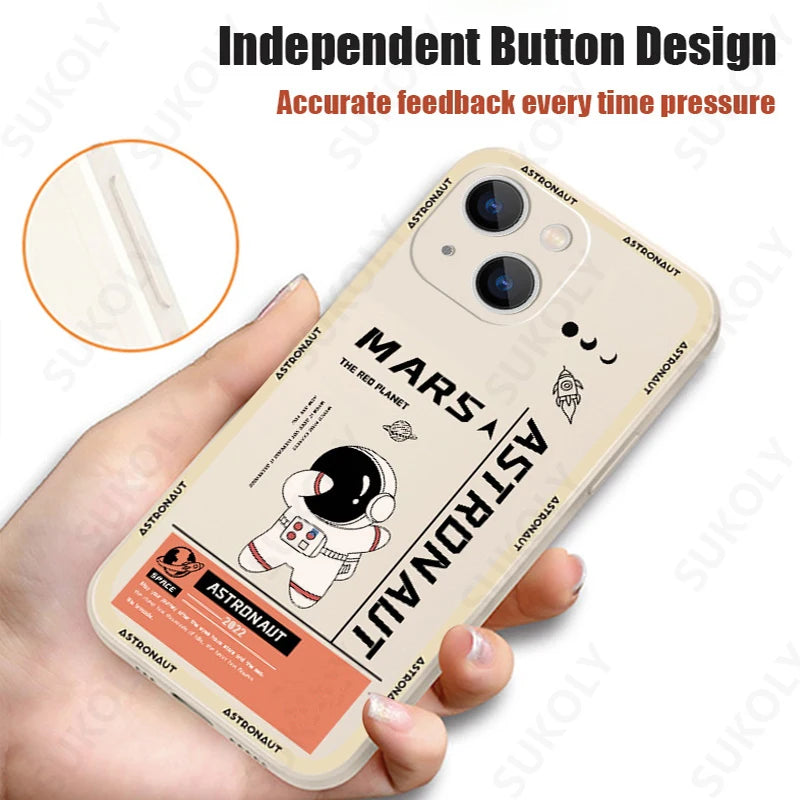 Mars Astronaut Mobile Phone Case For iPhone 15 Pro Max 14 13 12