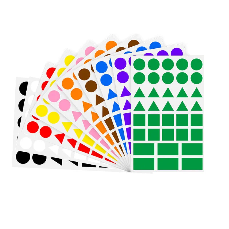360-1080pcs Colored Triangles Rectangular Dot Stickers for Kids