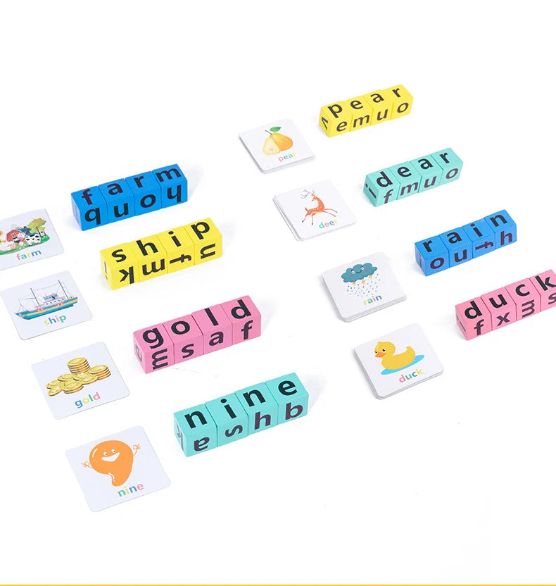 Wooden Word Spelling Game With 40 Cards