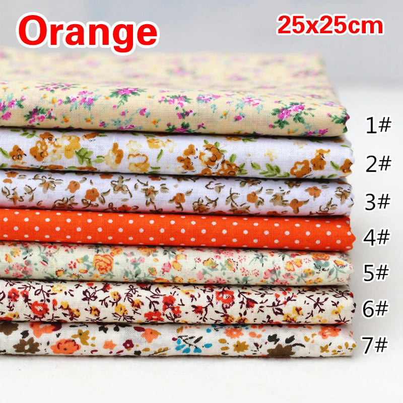 7Pcs/Set 25cmx25cm Square Cotton Fabric Printed For Patchwork
