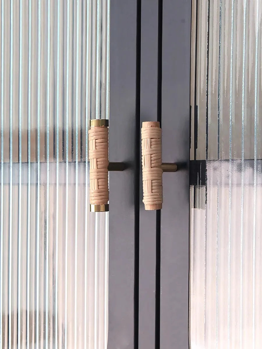 Rattan Weaving T-Shape Cabinet Handles