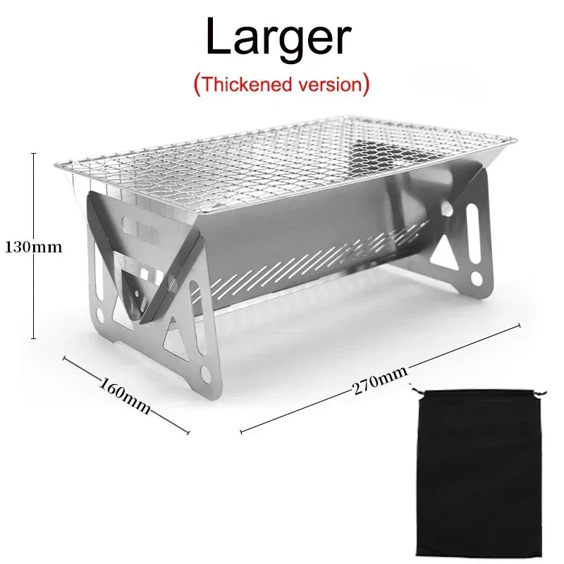 Portable Foldable Stainless Steel Charcoal BBQ Grill