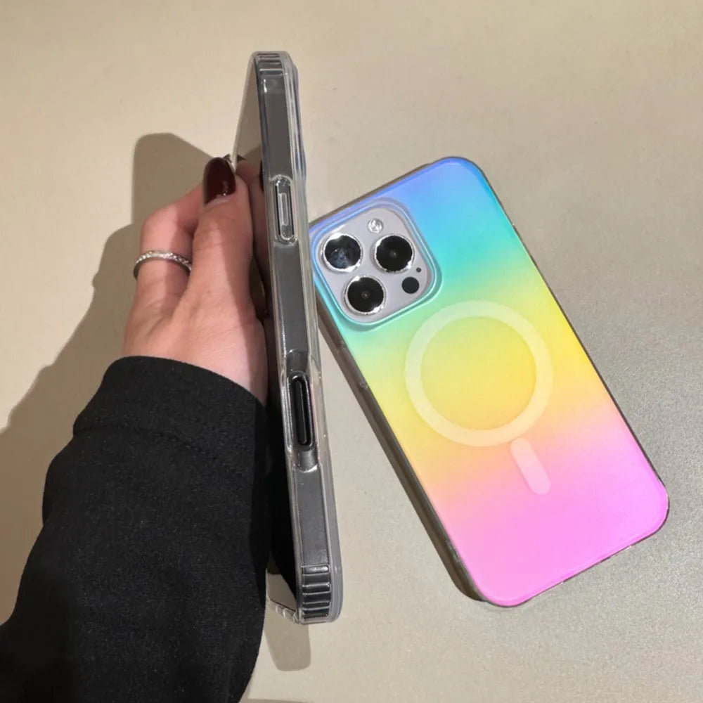 Laser Gradient Rainbow Magnetic Case For iPhone