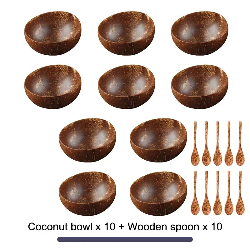 Handmade Natural Coconut Bowl Set
