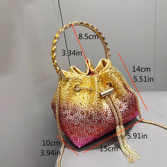 Luxury Rhinestone Bucket Evening Bag