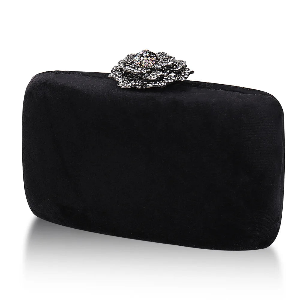 Diamonds Flower Velvet Evening Bag