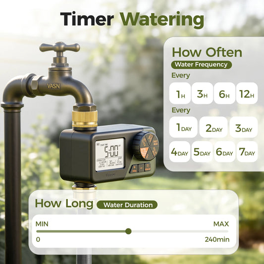 Programmable Garden Water Timer with Brass Fittings