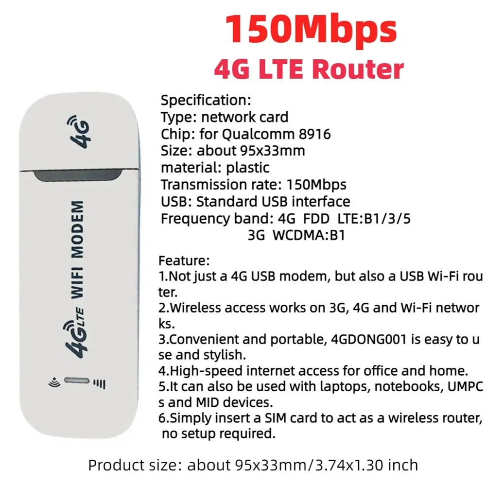 4G LTE USB Mobile WiFi Modem Stick