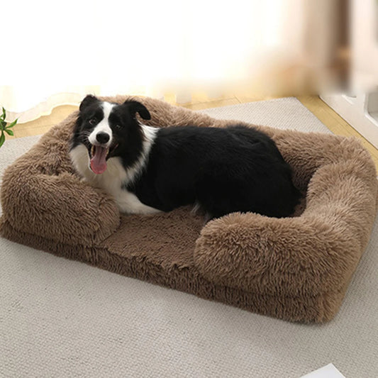 Half Surround Plush Dog Bed with Removable Cushion