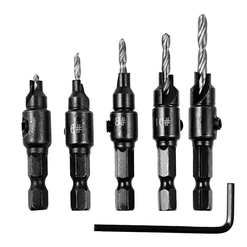 5pc Woodworking Tapper Hexagon Shank Screw