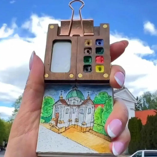 Portable Walnut Wood Watercolor Sketch Palette