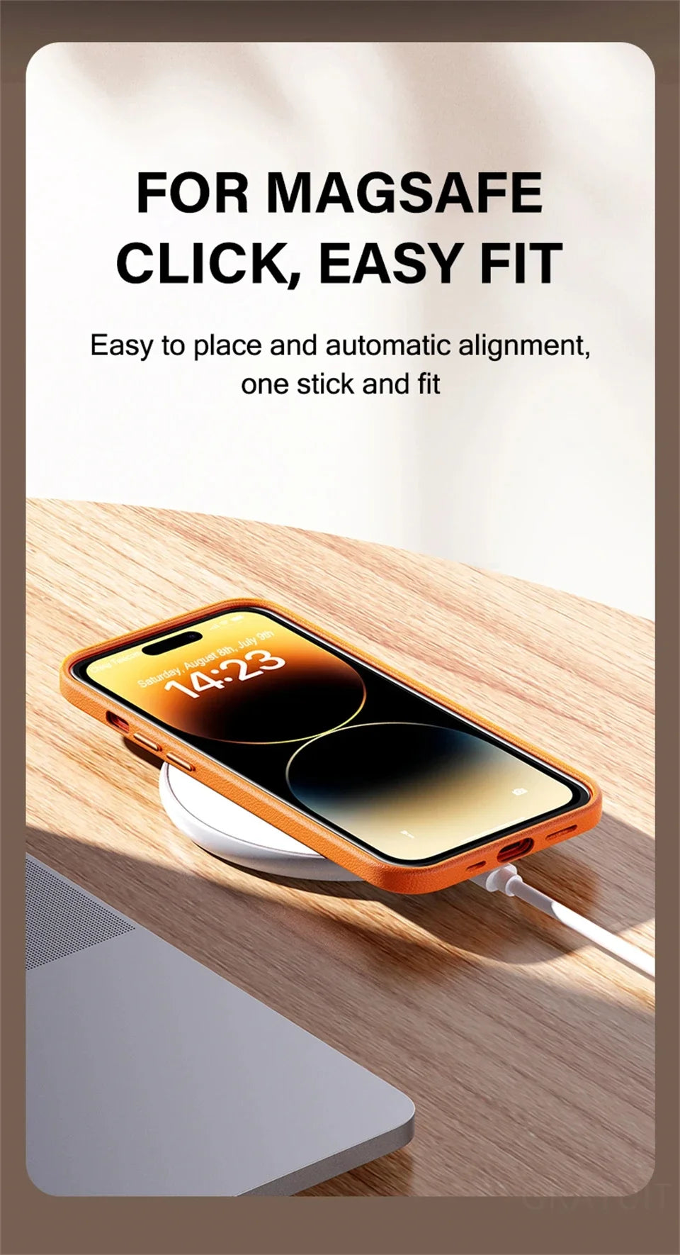 Luxury Leather Magnetic Wireless Charging Case For iPhone