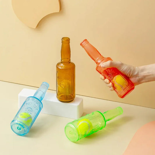 Dog TPR Beer Bottle Chew Toy with Tennis Ball