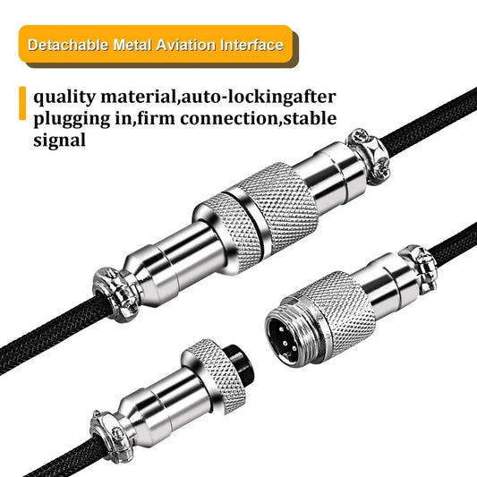 3M Coiled USB-C Mechanical Keyboard Cable – Detachable Aviator Connector
