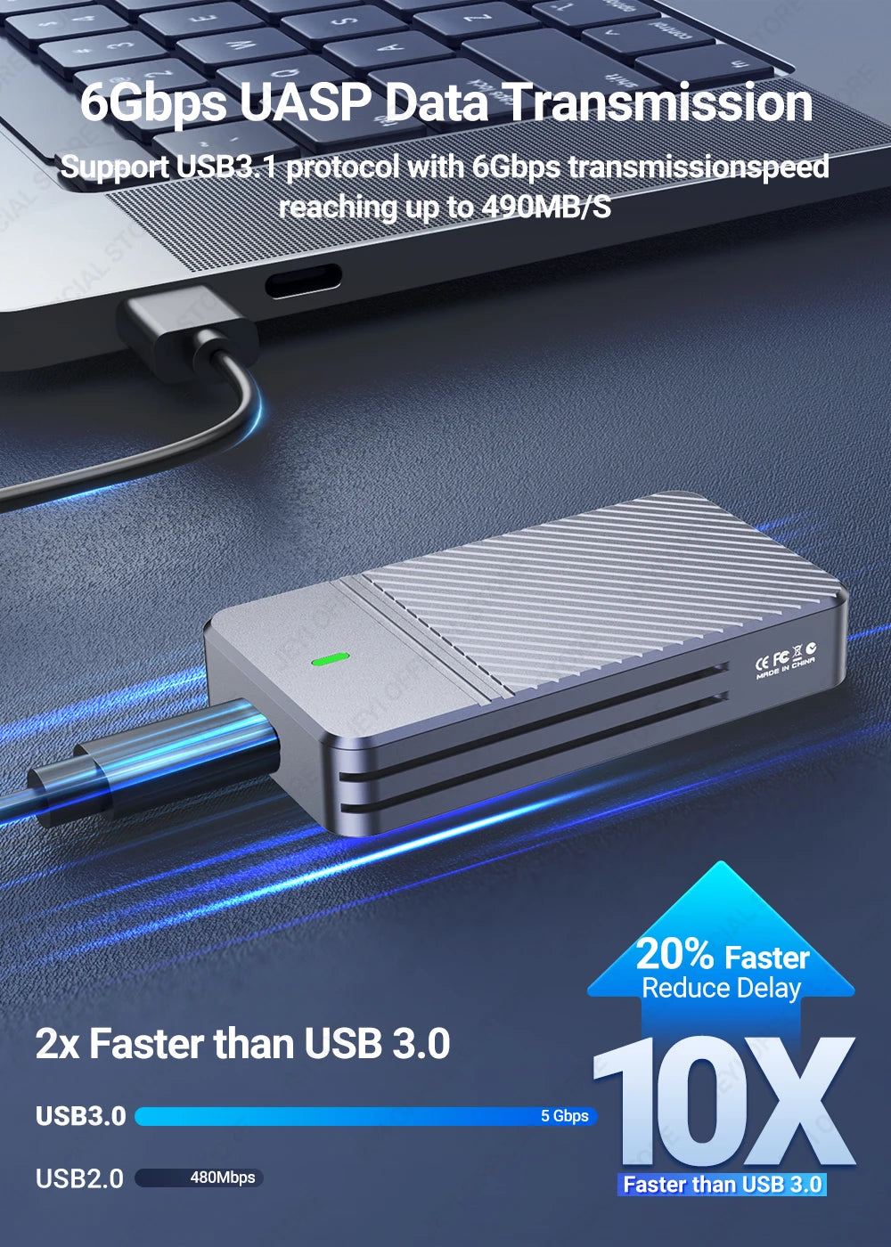 JEYI to USB 3.1 10Gbps SSD Enclosure Adapter Case with Type C Port