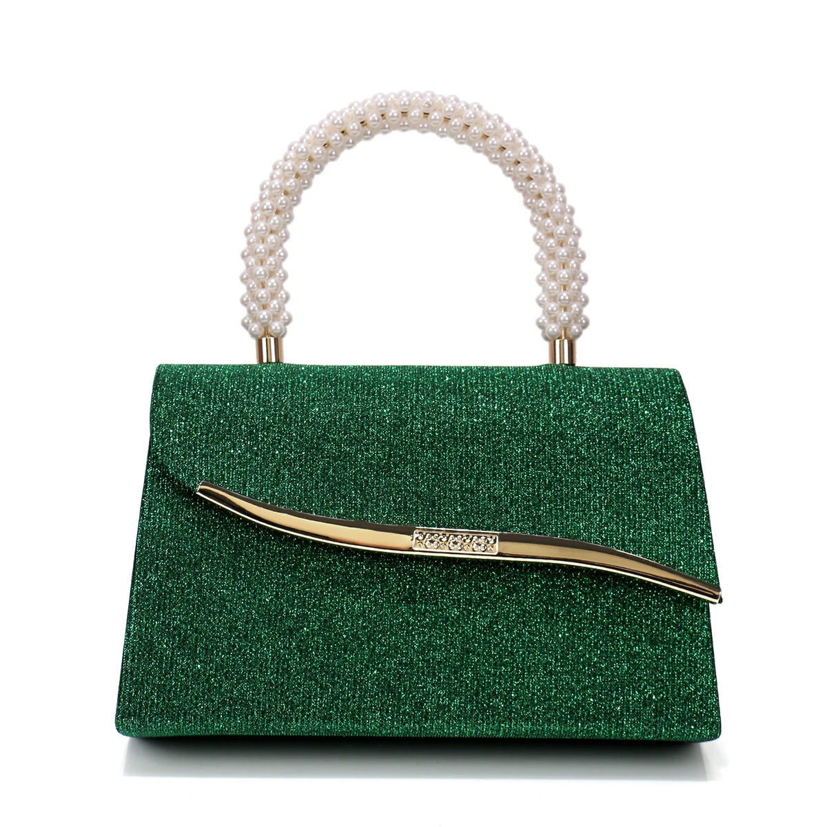 Metal Pearl Glitter Evening Clutch Bag