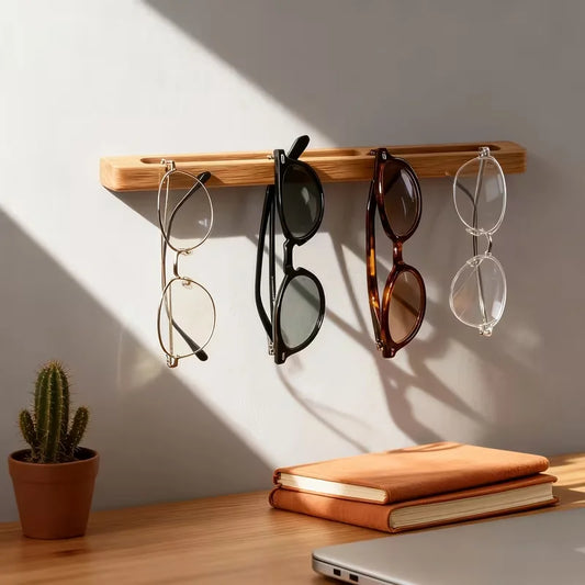 Wall Mounted Wooden Eyeglass & Sunglasses Holder