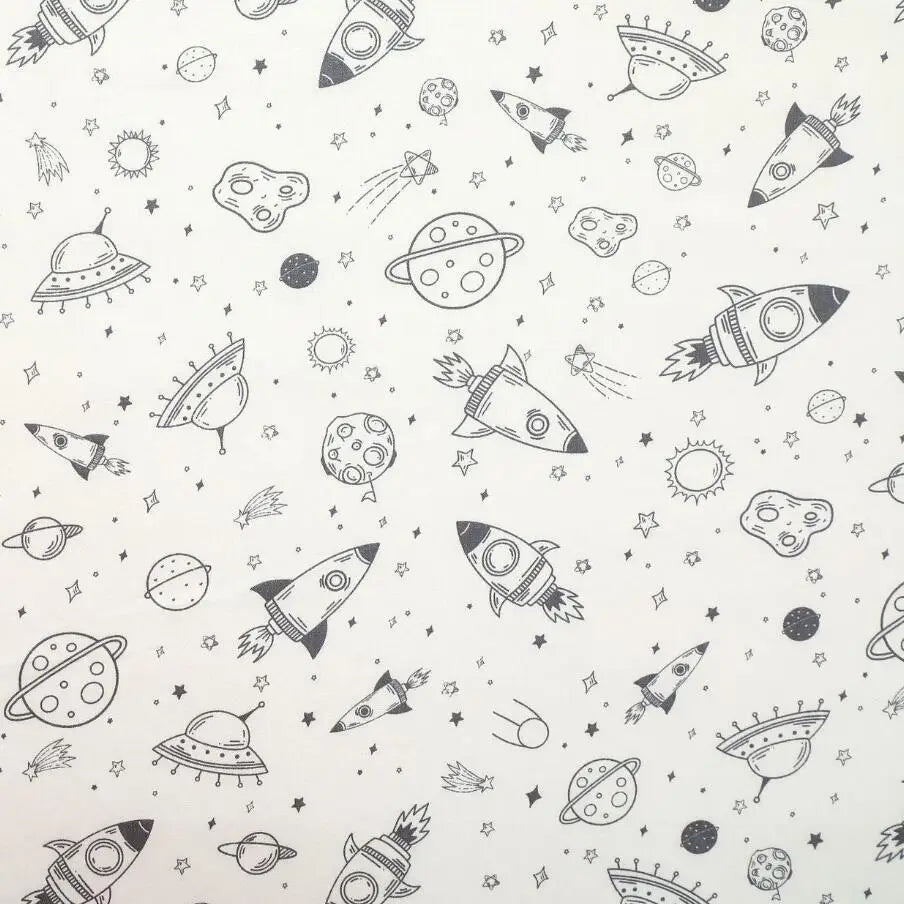 Rocket Stars 100% Cotton Fabric DIY Handmade Sewing Craft Patchwork