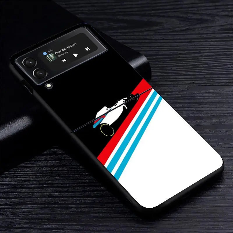 Car Blue Orange Stripe Z Flip Case