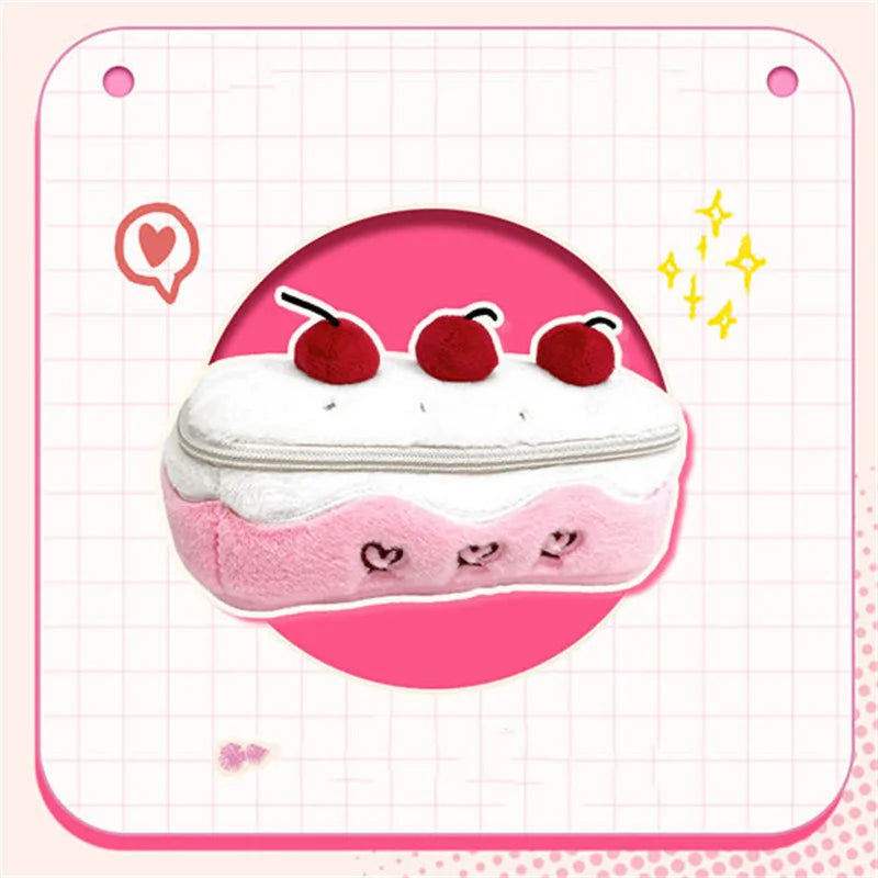Plush Cherry Cake Large Capacity Pencil Case