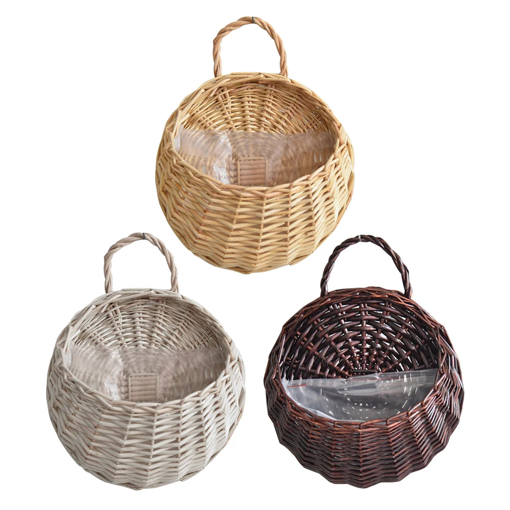 Wall Mounted Rattan Basket Hanging Planter