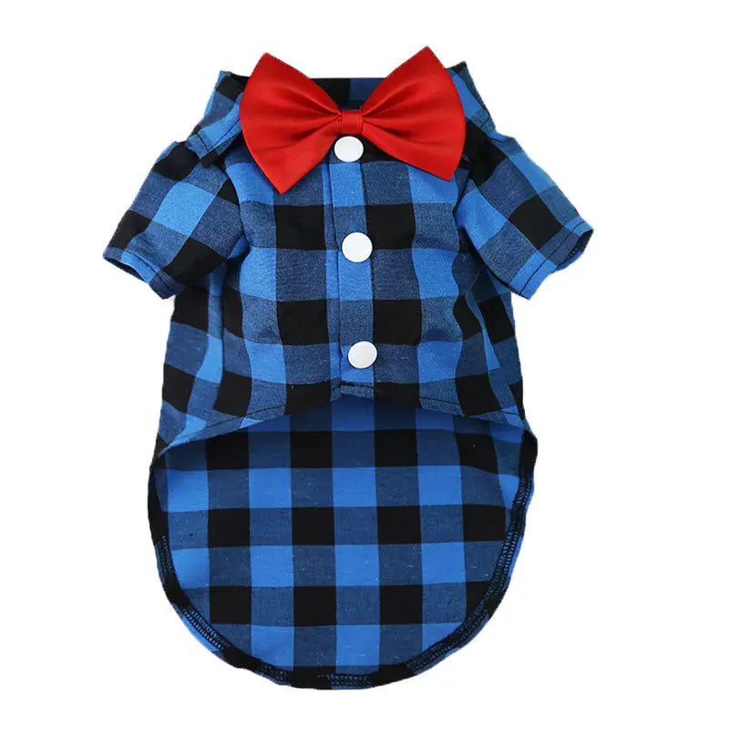 Plaid Dog Shirt with Bow Tie for Small & Medium Pets