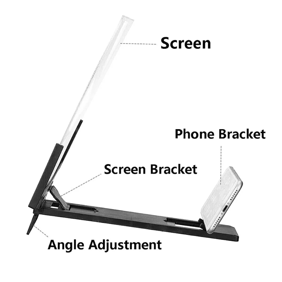14 inch 3D Portable Screen Magnifier Glass Stand