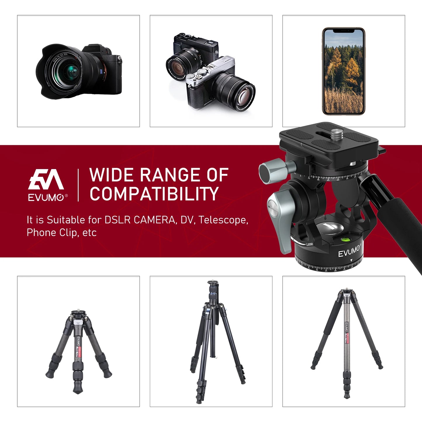 Mini Tripod Head Lightweight Panoramic Dslr Camera