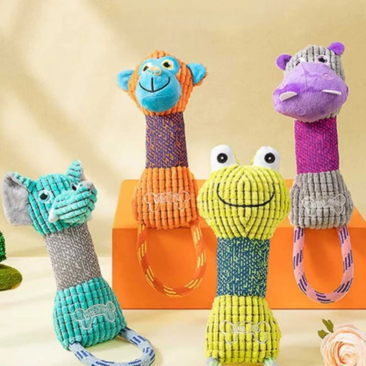 Corduroy Animal Squeaky Dog Toy