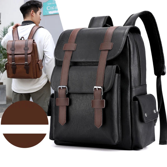 Men’s PU Leather Laptop Backpack