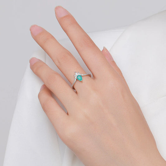 Paraiba Tourmaline Sterling Silver Crown Ring