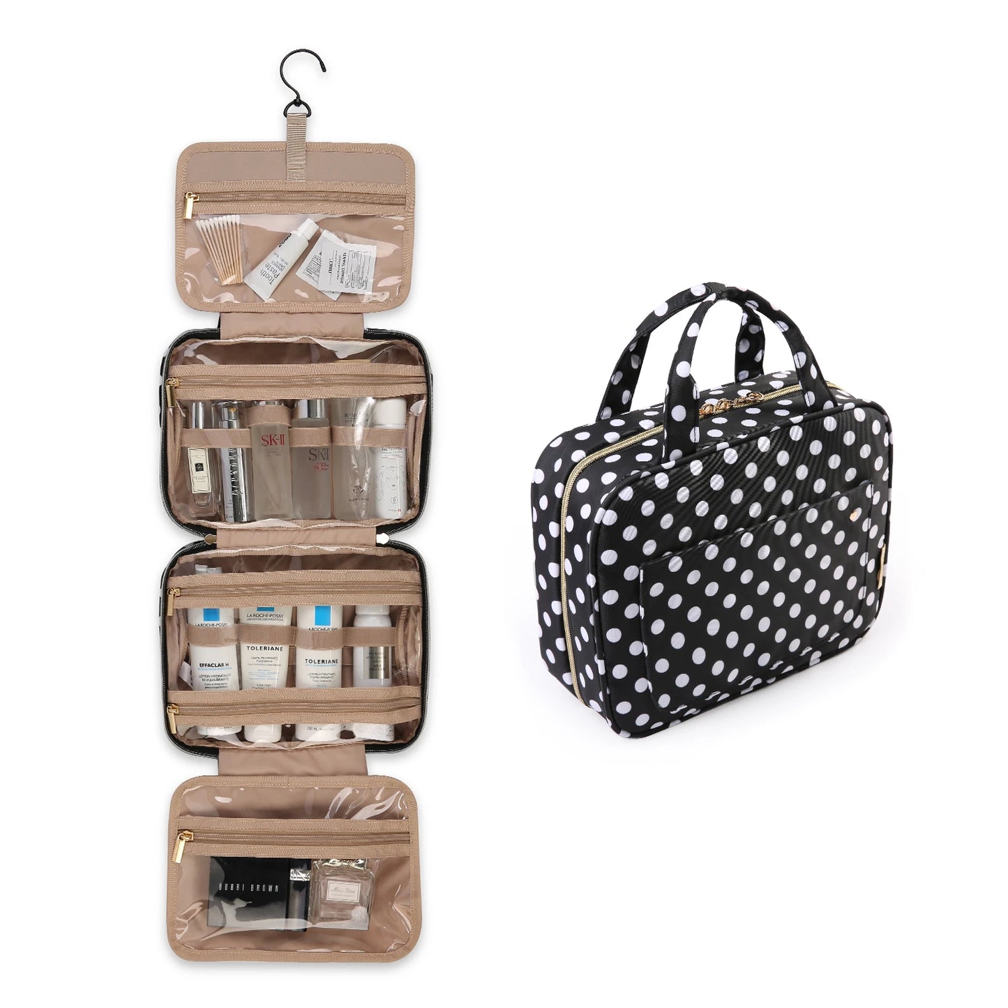 Makeup Cosmetic Bag with Hanging Hook Water-resistant