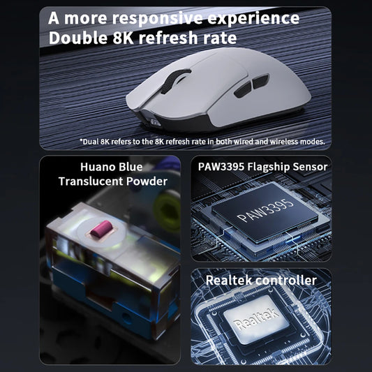 Darmoshark M3 V2 Wireless Gaming Mouse – PAW3395 26K DPI Tri-Mode 8K