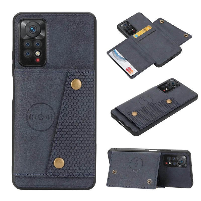 Leather Wallet Case For Redmi, Xiaomi, Poco with Card Slot Stand Cover