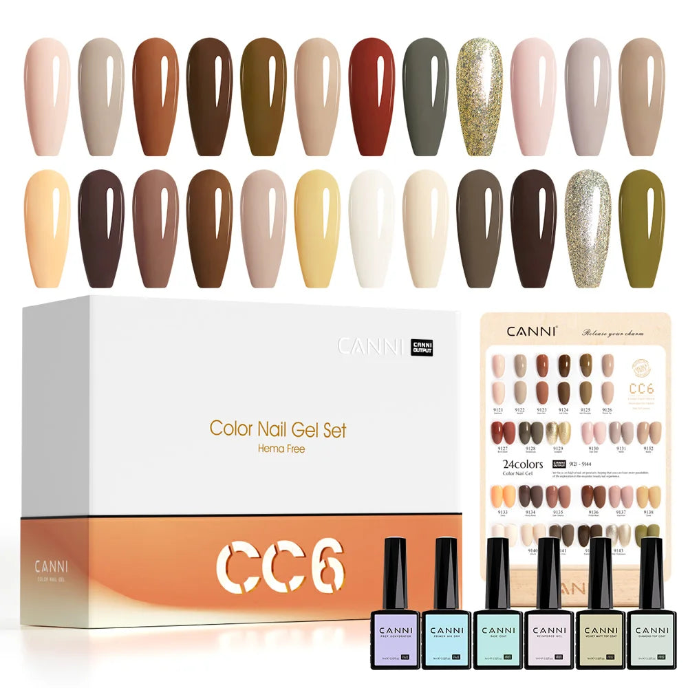 2/6pcs/kit CANNI HEMA FREE Nail Gel Polish Kit Semi Permanent