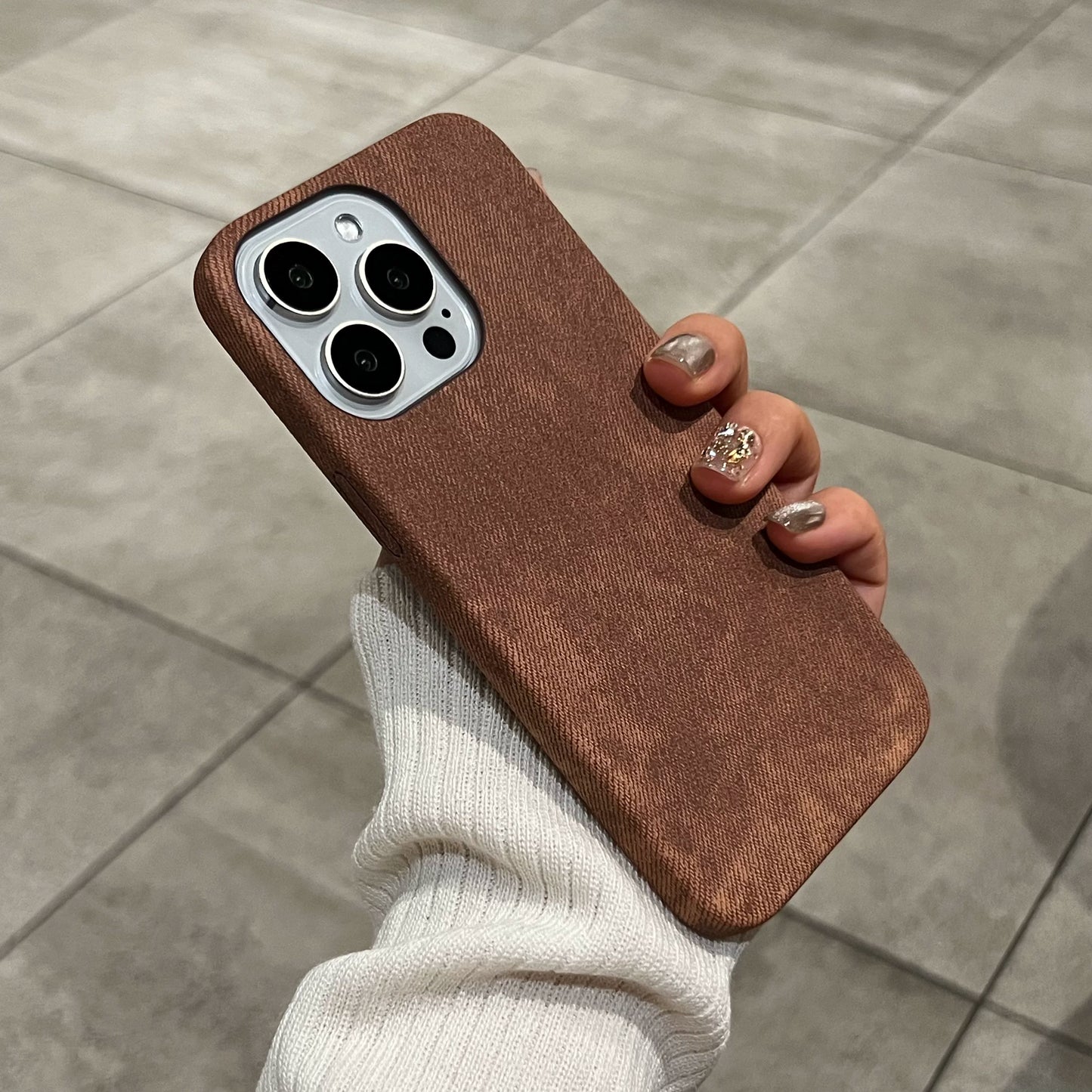 Luxury Matte Leather Fabric Case for iPhone