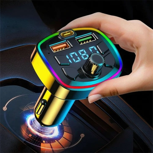 Practical Household Accessory – Car Bluetooth 5.0 FM Transmitter Wireless Adapter Black Plastic –