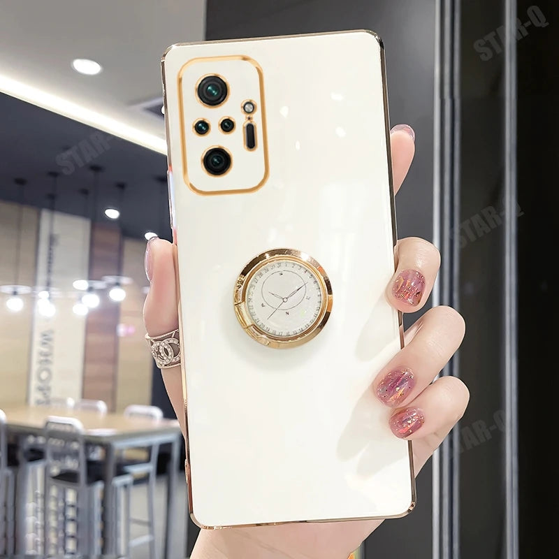 Luxury Ring Holder Plating Phone Case For Xiaomi Redmi Note