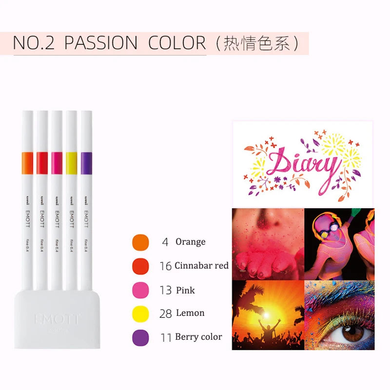 5pc Uni EMOTT Fiber Marker Pen water-based