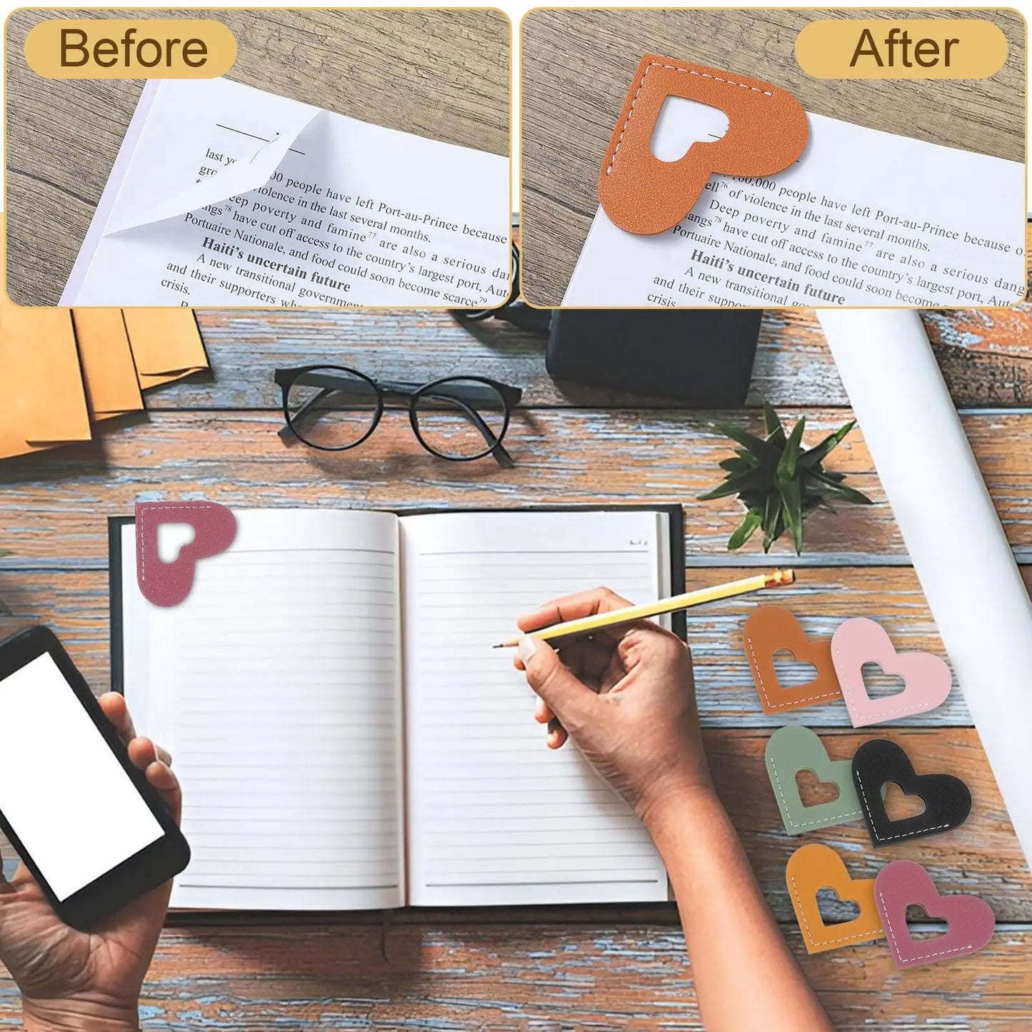 Leather Love Shaped Bookmarks