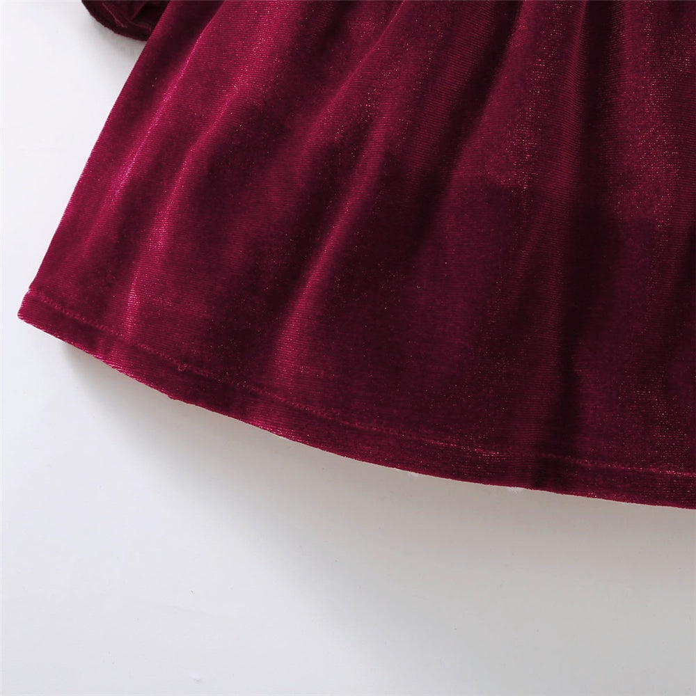 Baby Girl Long Sleeve Ruffle Satin Finish Dress