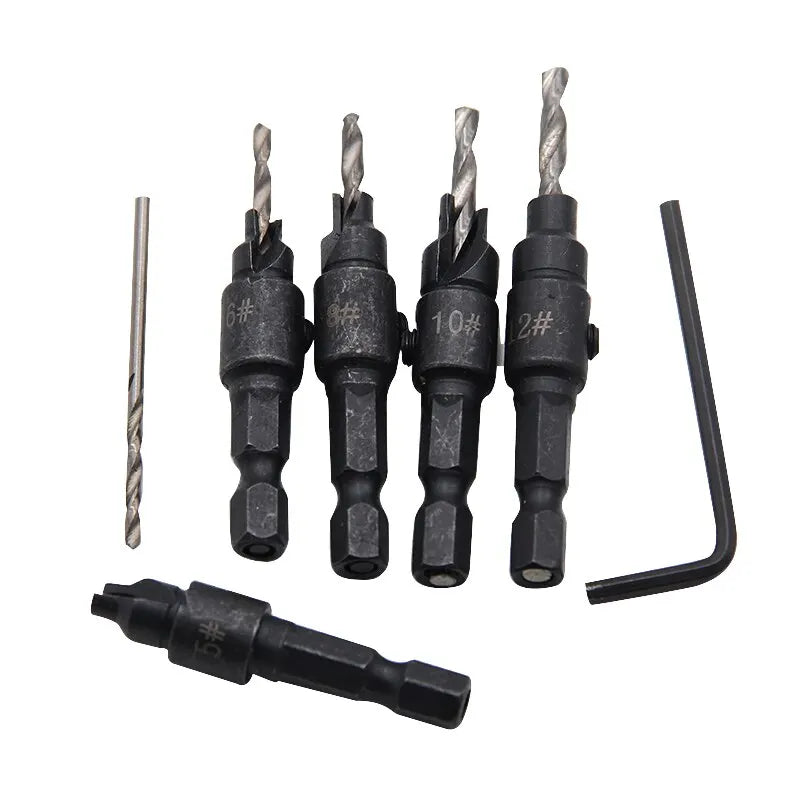 5pc Woodworking Tapper Hexagon Shank Screw