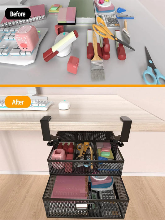 Clip-On Mesh Metal Desktop Drawer Organizer