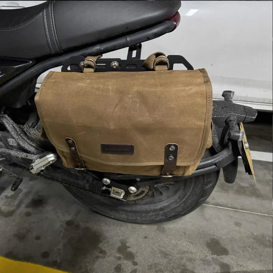 Waterproof Canvas Motorcycle Side Saddle Bag