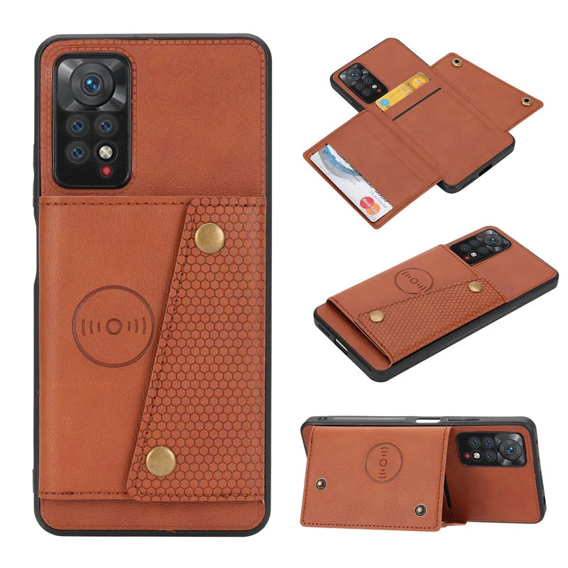 Leather Wallet Case For Redmi, Xiaomi, Poco with Card Slot Stand Cover