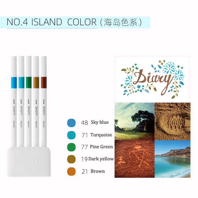 5pc Uni EMOTT Fiber Marker Pen water-based